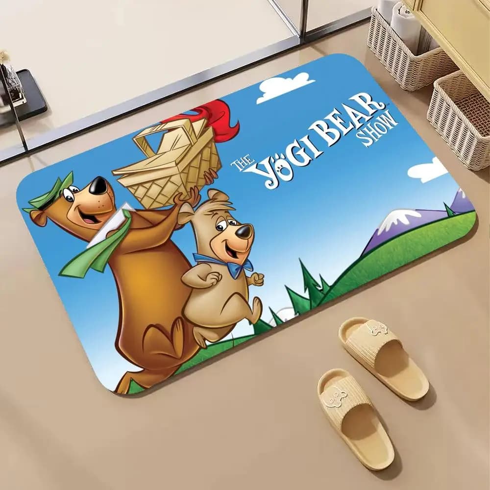 Classic Y-Yogi B-Bear Floor Mat Diatomite Bath Mat, Quick Dry Absorbent Non-Slip Door Mat