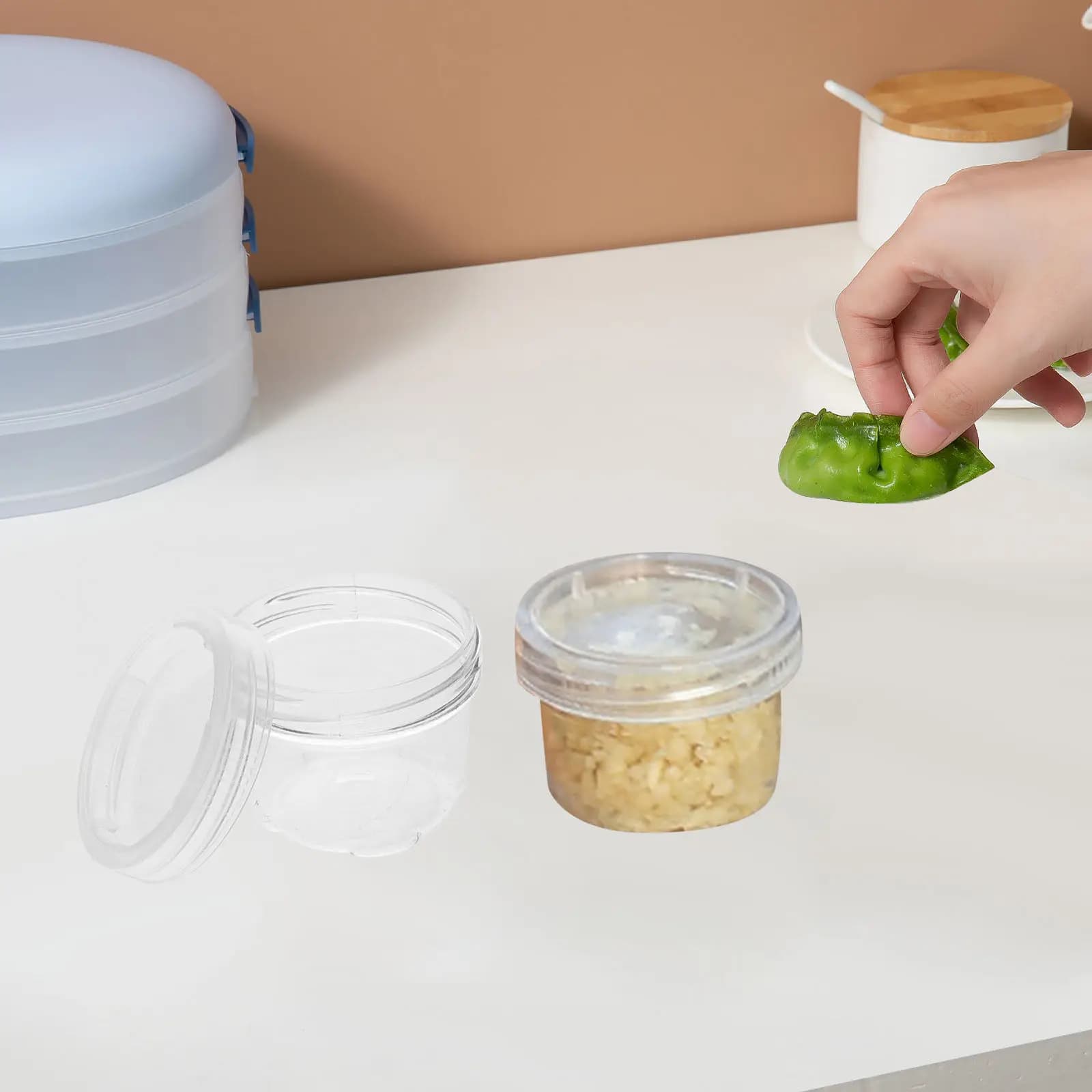 Set di 1 Bottiglia Trasparente per Condimenti con Coperchi Ermetici per Spezie, Pepe, Sale, Erbe, Contenitori per Spezie in Plastica