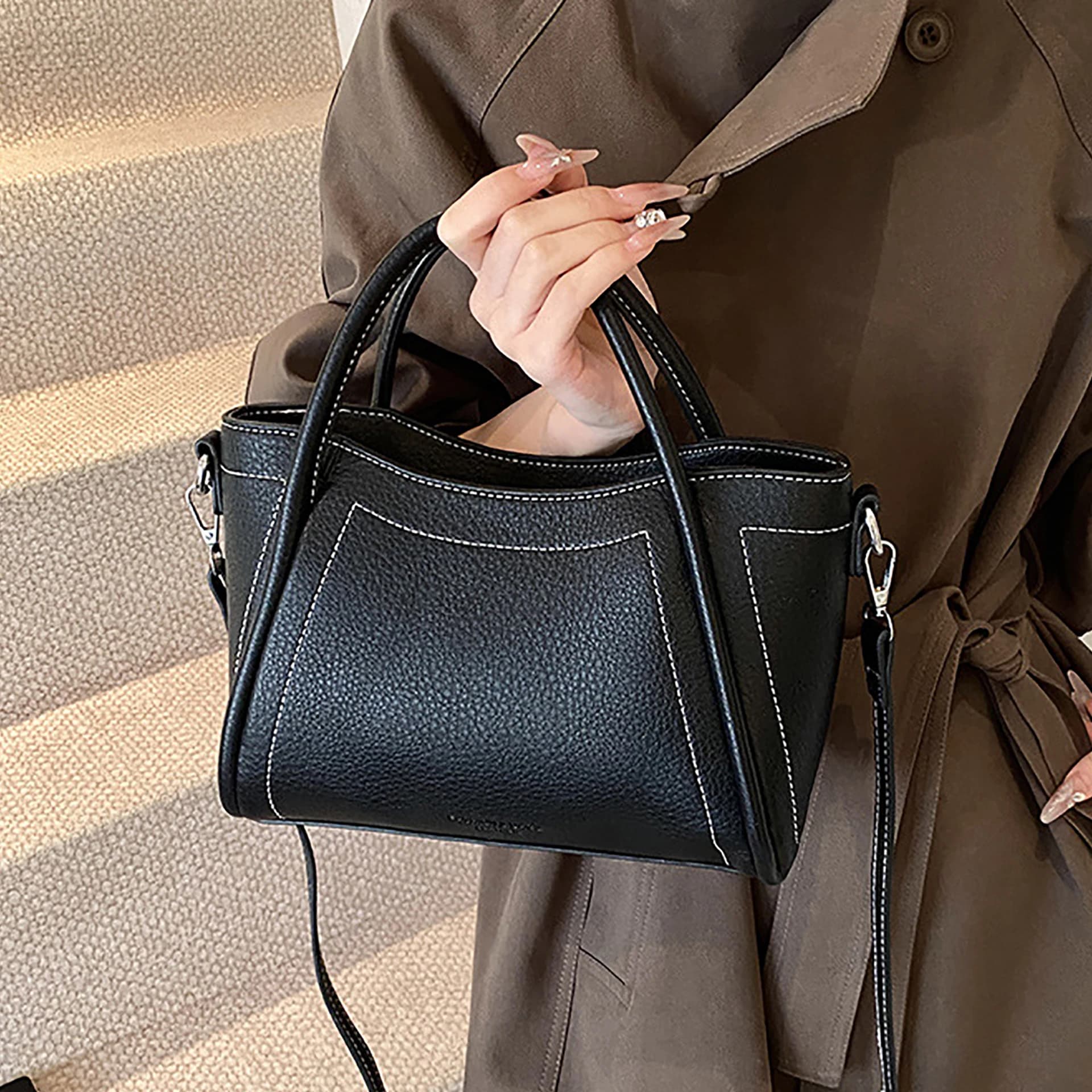 Borse da donna classiche nere Borsa a tracolla elegante da donna da ufficio Borsa a tracolla coreana semplice e versatile in PU Nuova tendenza