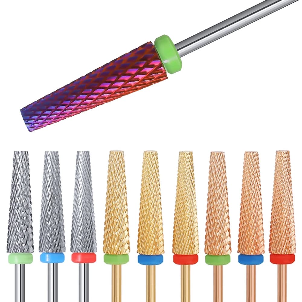 Nuovo 5 in 1 punte per trapano per unghie Super lunghe fresa in metallo duro fresa rotante in oro per Gel per Manicure rimuovi File strumenti accessori