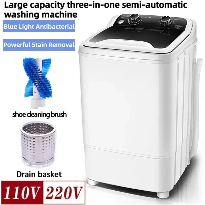 Lavatrice semiautomatica a secchio singolo 3 in 1 EU/UK/US Home 7KG, per lavare vestiti, scarpe, biancheria intima, asciugatura a rotazione in uno