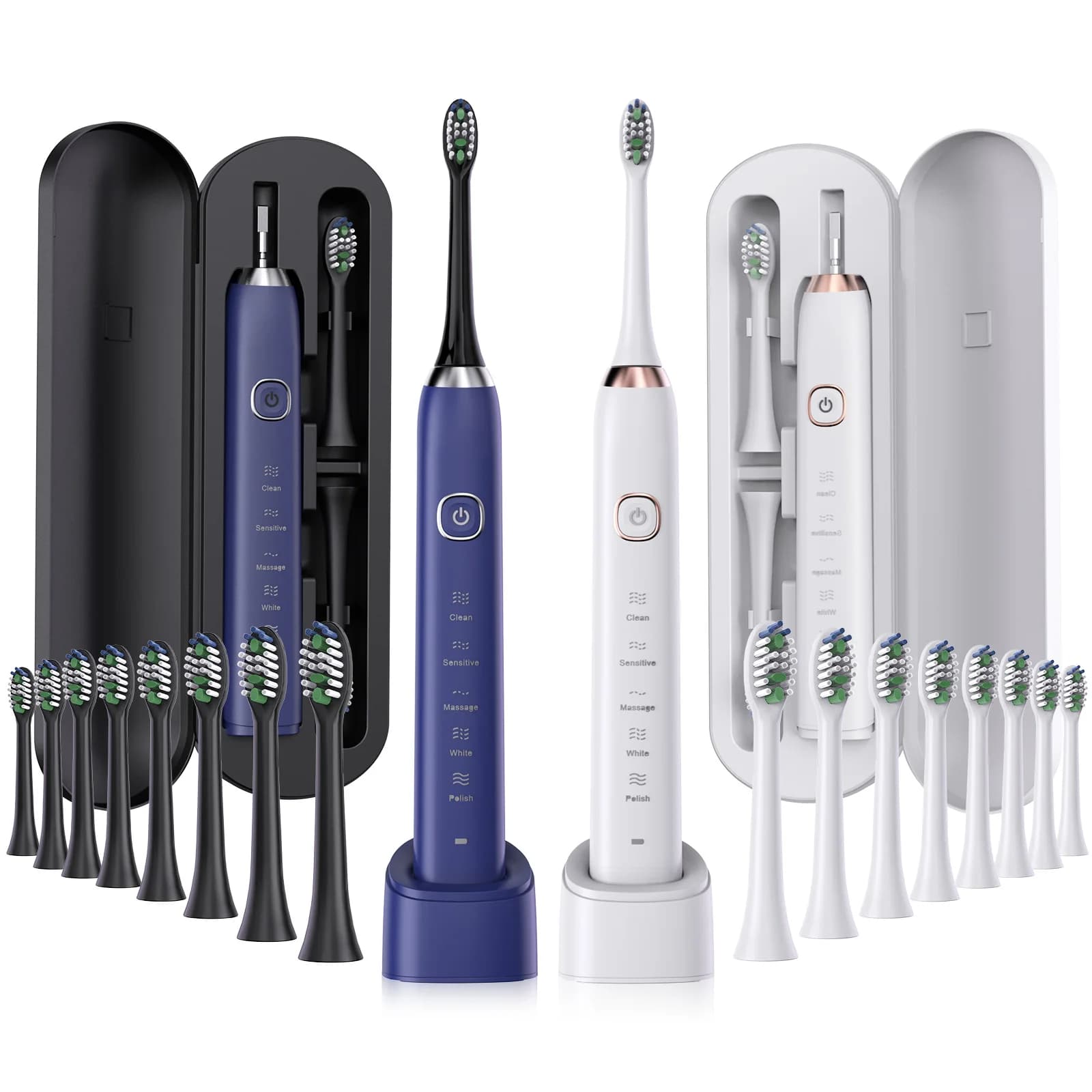 Electric Sonic Toothbrush Intelligent Tooth Whitening Ultrasonic Toothbrush for Adults Rechargeable Sarmocare S100 with 8 heads