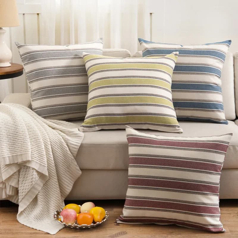 45x45 cm Classic striped cotton linen sofa cushion cover for car seat Federa for home Decoration of living room