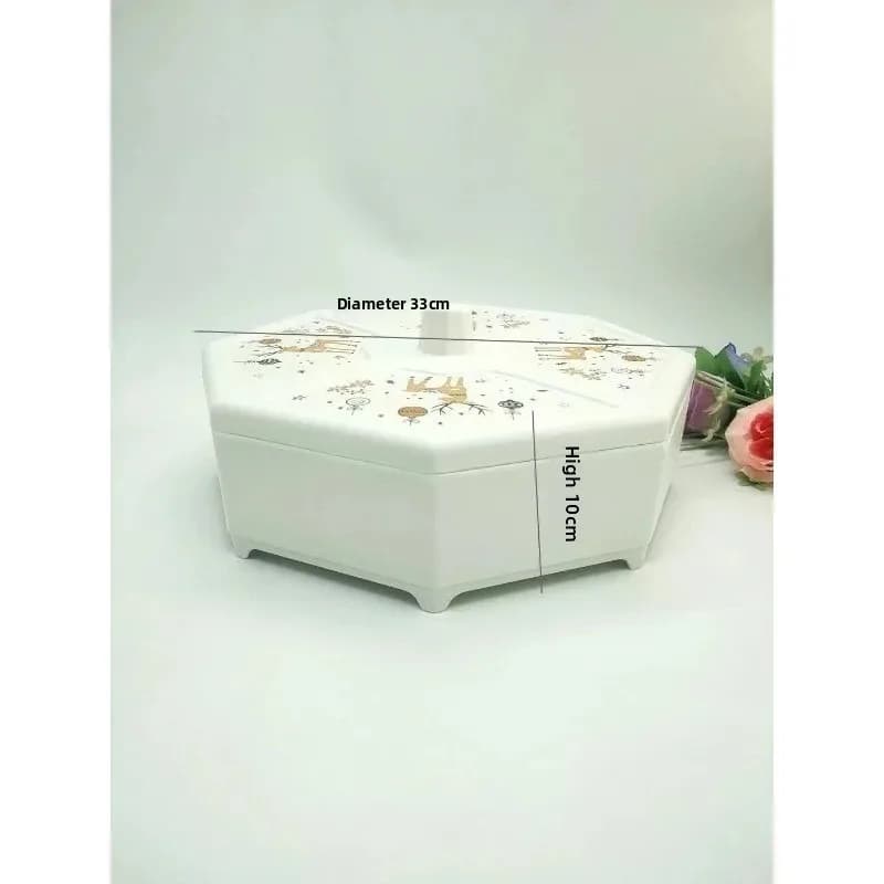 Imitation Porcelain Dried Fruit Plate Candy Box Grid Nut Plate with Lid
