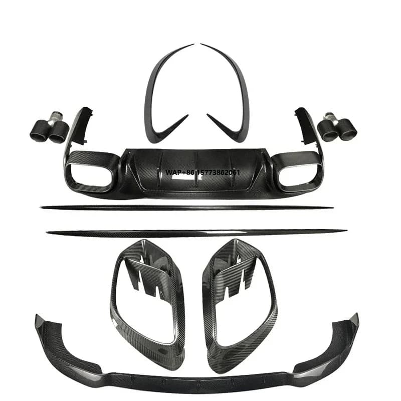 Car Refit Parts B Style Carbon Fiber Side Skirts Front Lip Rear Lip Diffuser Body Kits for GT63S