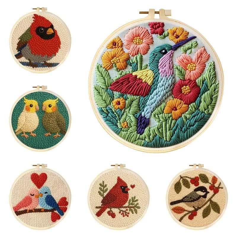 GATYZTORY Bird Animal Punch Needle Kit Adults Crafts Embroidery Needles Punch Needle Embroidery Kit Threader, Yarns, Rug Punch