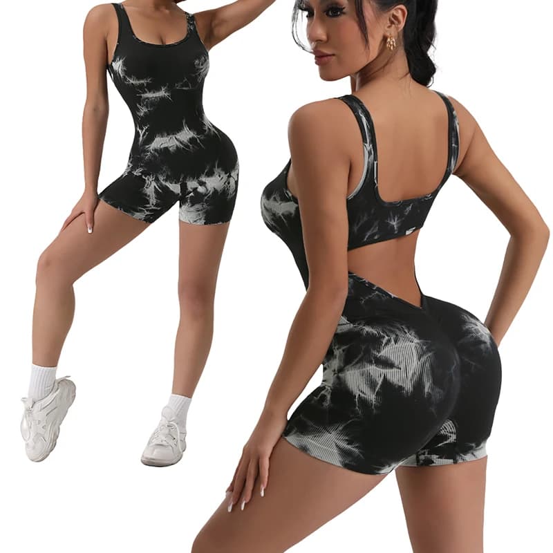 1 pz cravatta bella tuta da yoga posteriore tuta sportiva elasticizzata per il sollevamento del sedere tuta da donna filettata traspirante senza imbottitura