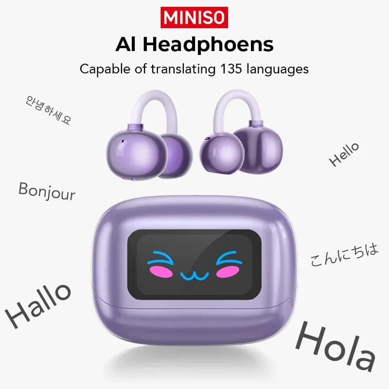 MINISO MS199 Bluetooth V6.0 AI Auricolari Cuffie con riduzione del rumore OWS Cuffie con clip per l'orecchio con microfono Traduttore Auricolari Open-Ear