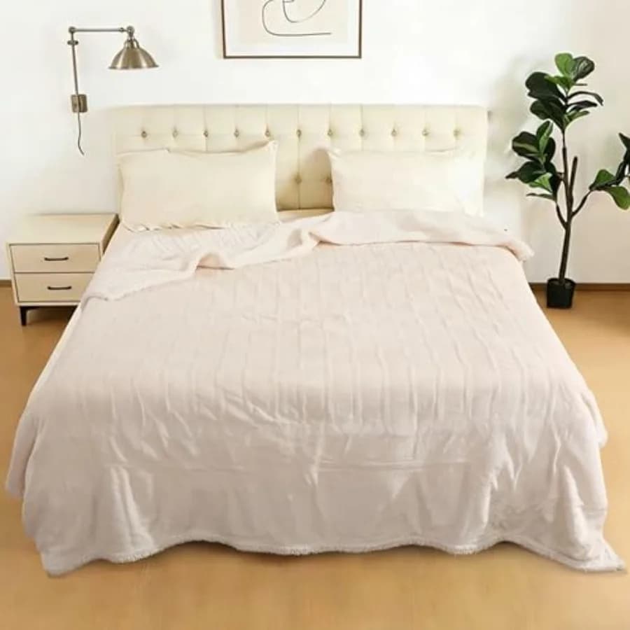 Coperta Elettrica Riscaldata Misura Full Size 183 x 213 cm - 5 Livelli di Calore e Spegnimento Automatico 10H, Rivestimento in Microplush, Flanella e Sherpa, Lavabile in Lavatrice
