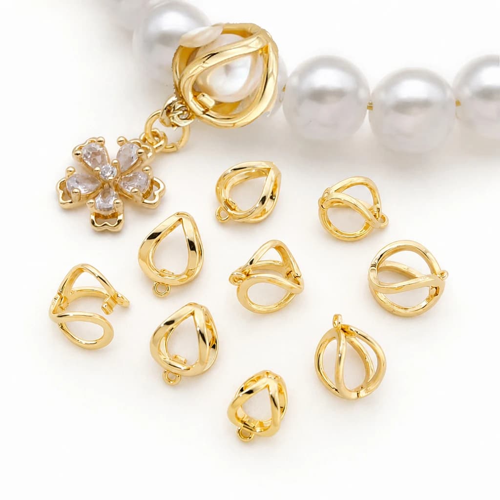 2 fermagli pieghevoli placcati oro 18 carati, connettori per gioielli, accessorio per collane con passante per ciondoli, per la creazione di gioielli fai da te