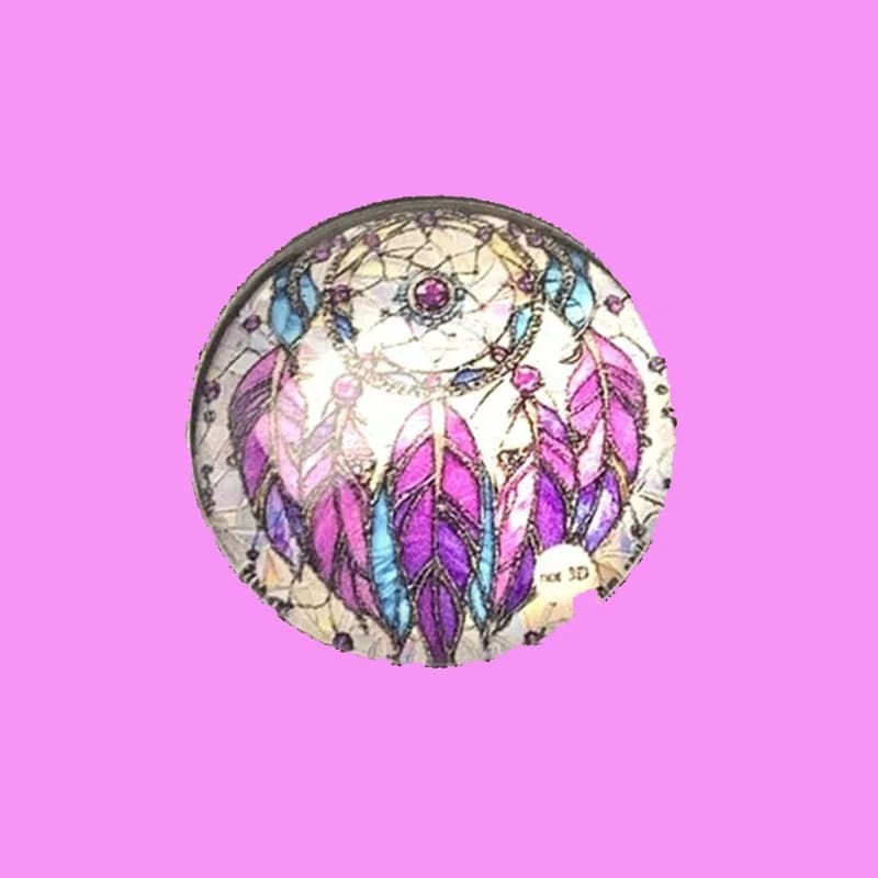 Boho Ethnic Round Alloy Time Gem Brooch Vintage Dreamcatcher Feather Lapel Pin Retro Talisman Glass Clothing Badge Dropshipning