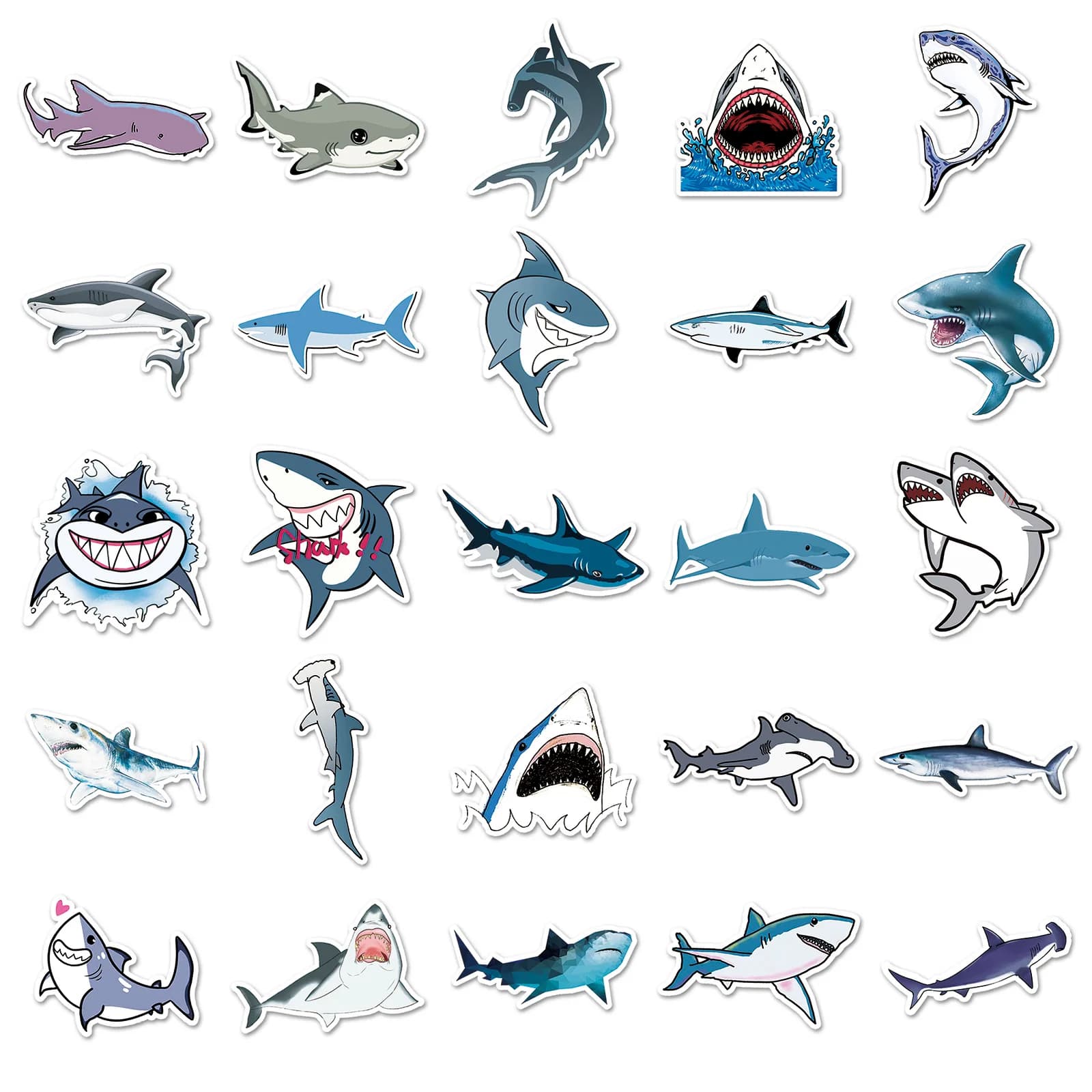 50 pezzi adesivi squalo cartone animato animali marini feroci decorazione graffiti valigia fai da te giocattoli frigorifero laptop tazza d'acqua decalcomanie per chitarra