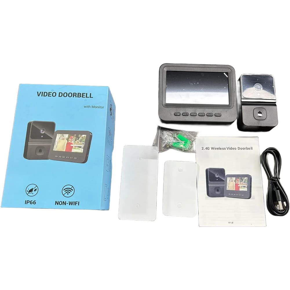 4.3 Inch Video Doorbell with Monitor Wireless Two Way Intercom No WiFi Needed Battery Powered for Home Security