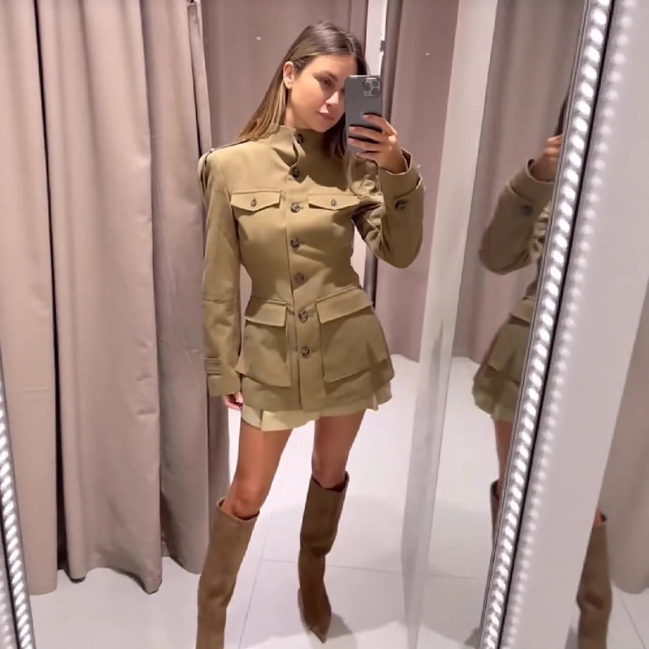 European and American New Style Work Pocket American Hot Girl Slim Waist Coat 2025 Autumn Single Breasted
