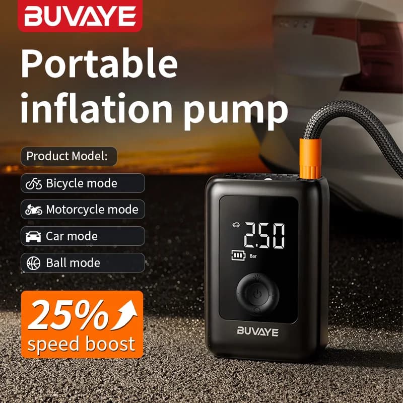 BUVAYE Portable Wireless Car Air Compressor Air Pump Electric Tire Inflation Pump Bicycle Pump Multi-Purpose Inflator