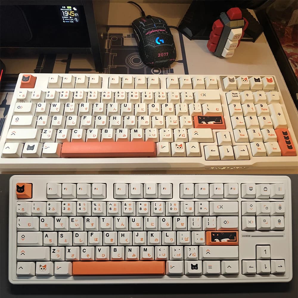 126 PBT Keycaps Cherry Profile Caps MX Cross Keyboard Switch Mechanical Sublimation Thermal Tincture Without Backlight Cute Cat Keycaps