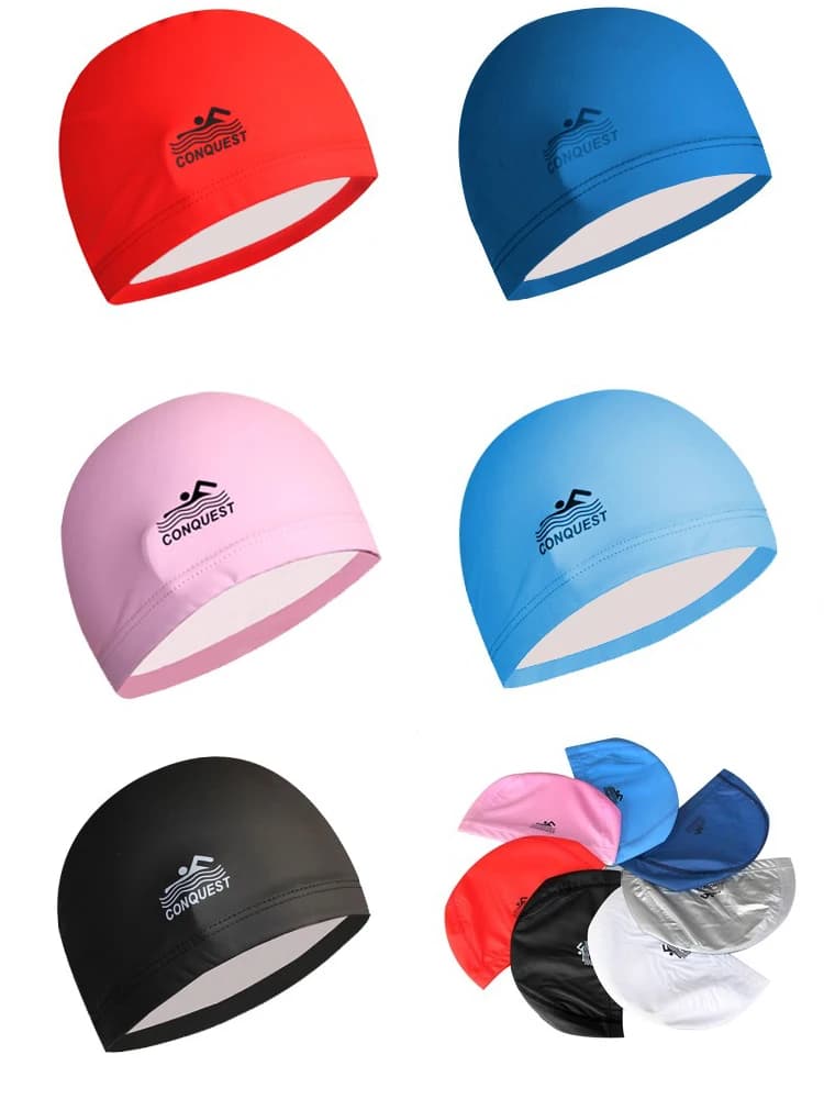 Nice waterproof swim hat for men and women, big size, sun protection for adults, long, comfortable and not tight PU hat for hair. .