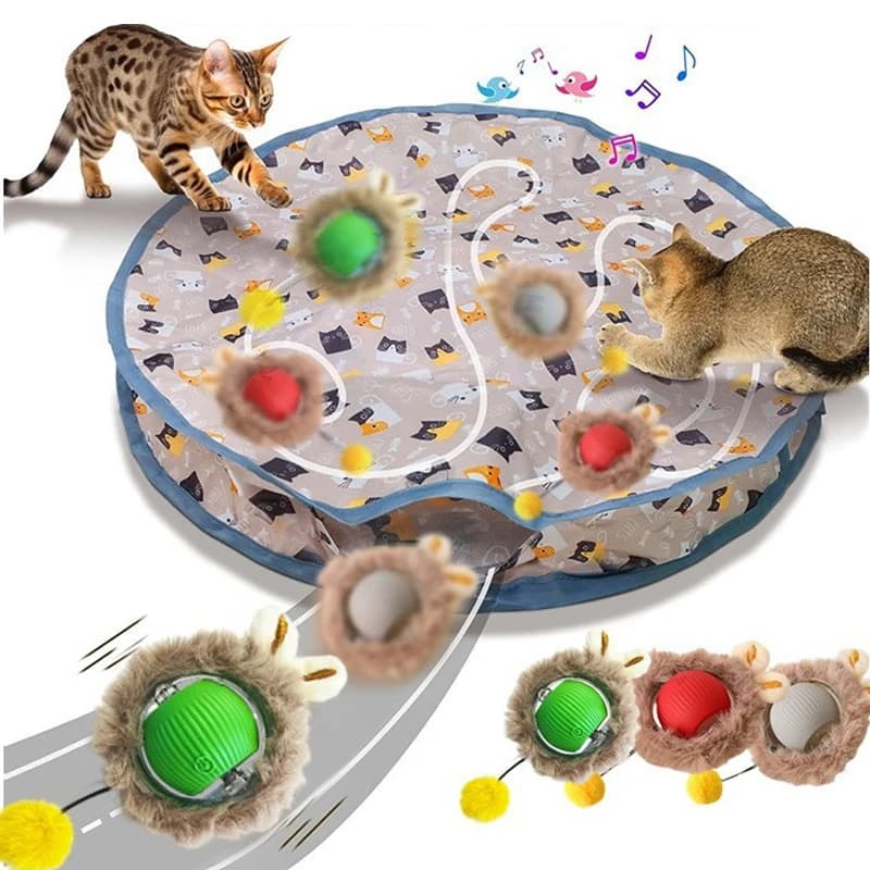 Giocattoli interattivi intelligenti per gatti Palla che rotola velocemente nella custodia Giocattolo per gattini nascondono Giocattolo interattivo per gatti attivato dal movimento per interni