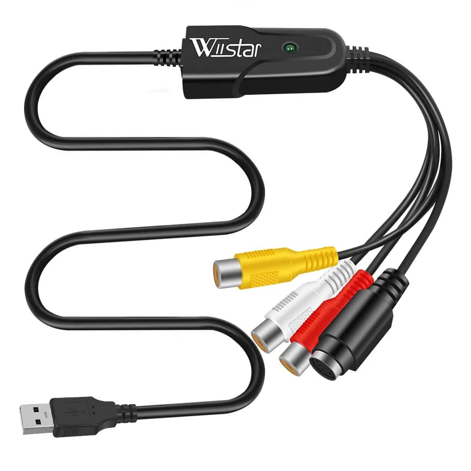 Scheda di acquisizione audio video USB 2.0, convertitore da VHS a digitale, adattatore di acquisizione video facile da usare per Windows 10/8/7/XP, registrazione DVD VHS
