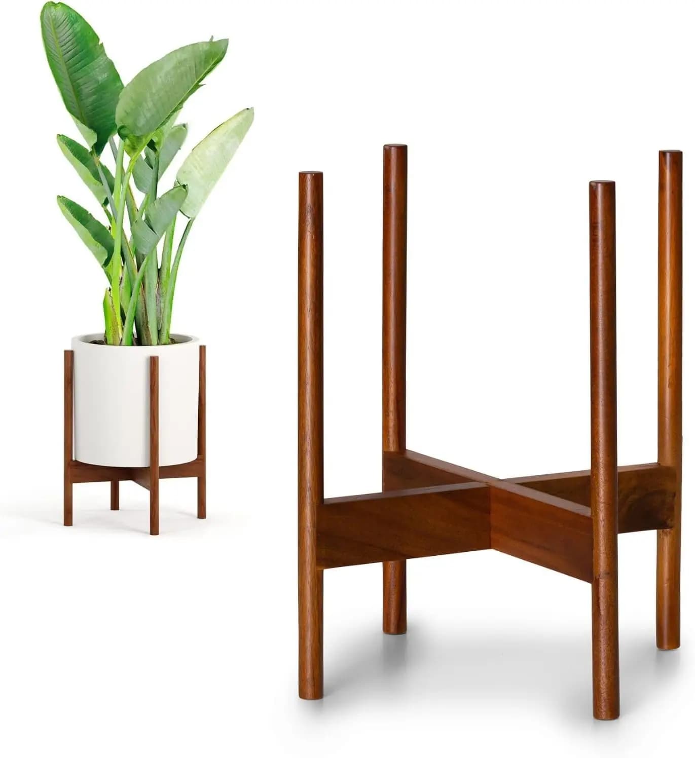 11.8 inch wooden fixed plant support for large internal vessels - Design for grafting, two heights, acacia