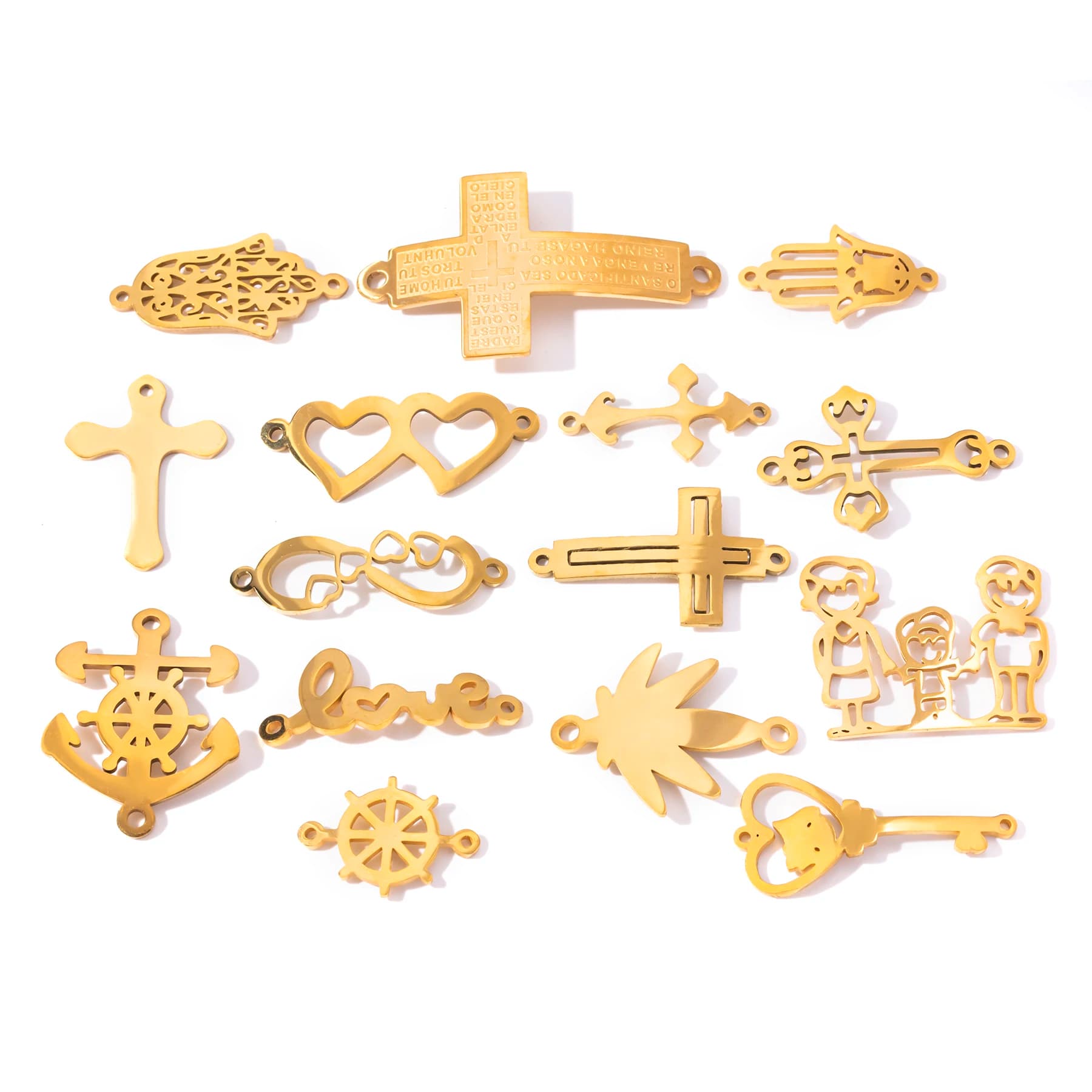 10Pcs Cross/Heart Stainless Steel Connector for DIY Necklace Bracelet Handmade Jewelry Pendants Charm Accessories