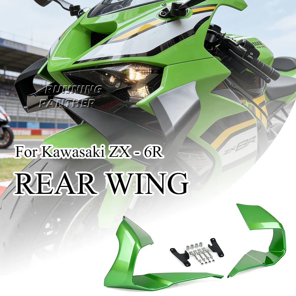 Copertura Guida Labbro Anteriore per Alette Fisse Moto KAWASAKI ZX-6R 24-2026 - Kit Carena Spoiler Anteriore Aerodinamico