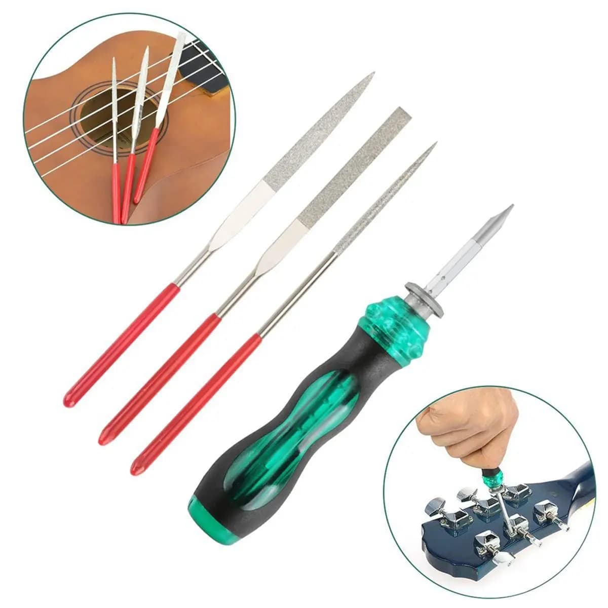 A3#(Upgraded) 2004F Guitar Tool Kit Set Multi-Functional Guitar Repair Toolbox Guitar Parts Replacement Toolbox Picks String Fix