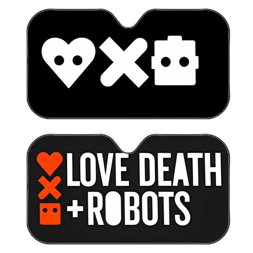 Anthological L-Love Death Robots Parasole Riflettente per Parabrezza Auto, Protezione Anti-UV, Isolamento Termico, Parasole Riutilizzabile