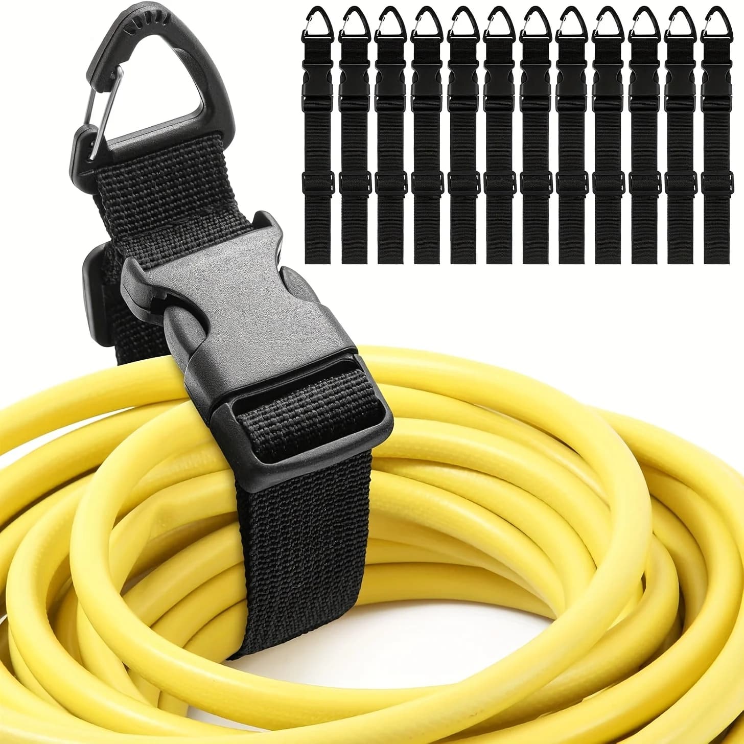 Organizzatore per cavi di prolunga regolabile da 45 cm (2/4 pezzi) - Cinghie per la gestione dei cavi resistenti con fibbia a 3 assi, Organizzazione con Velcro nero
