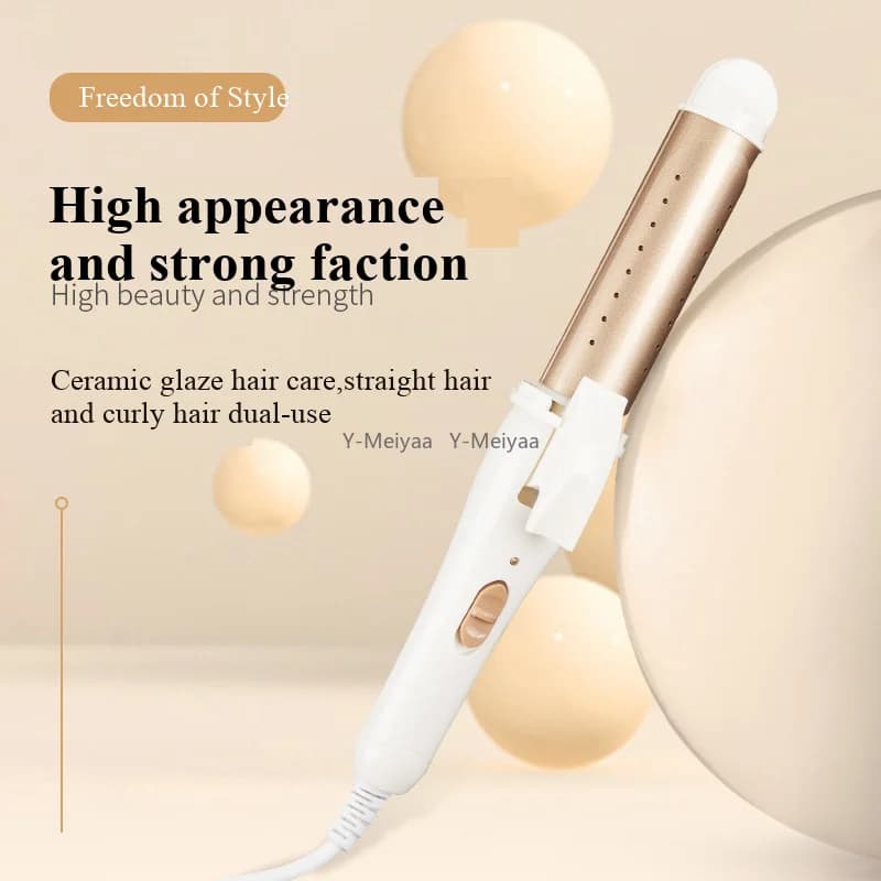 Golden ceramic hair trimmer 3 in 1 plate for iron multifunctional curling roll heated tool for professional styling