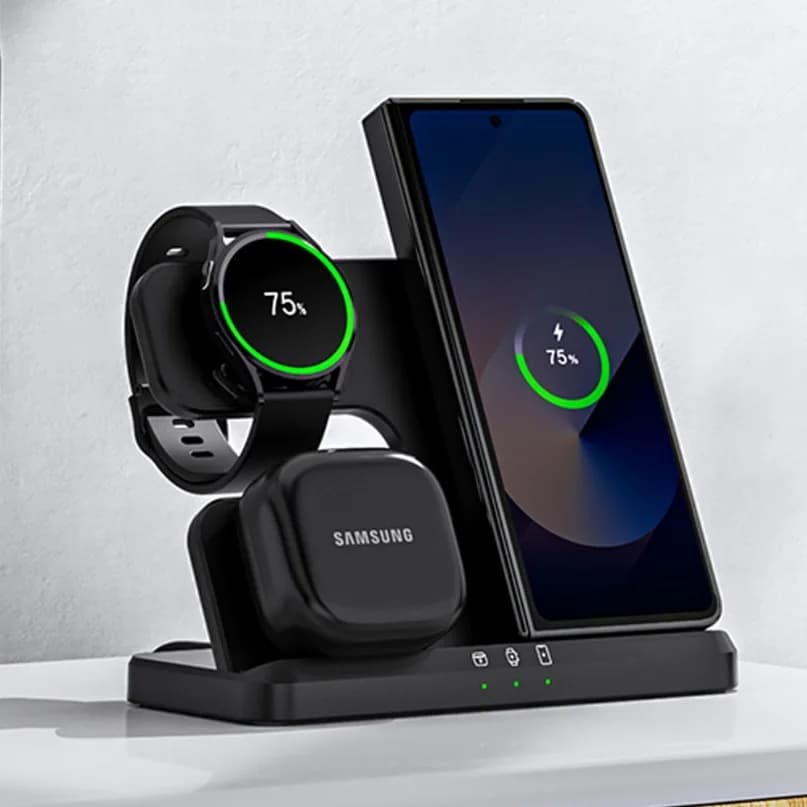 Support for 3 in 1 wireless charger for Samsung S25 S24 Z Fold 5 4 3 S24 S23 Galaxy Watch 2-7 Active 2 Auxiliary Pro Dock Fast Charging