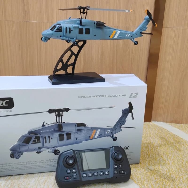 Elicottero RC 4DRC L2 4CH con Telecamera 8K, Flusso Ottico, Hover, Elica Singola, Giroscopio a 6 Assi, Drone RC Militare Apache, Giocattolo Regalo per Bambini
