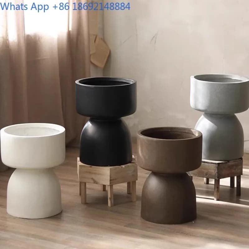 Tall Round Large Flower Pot Indoor Flower Pot Mall Green Plant Potted Plant Creative Ornament Flower Container Thickened