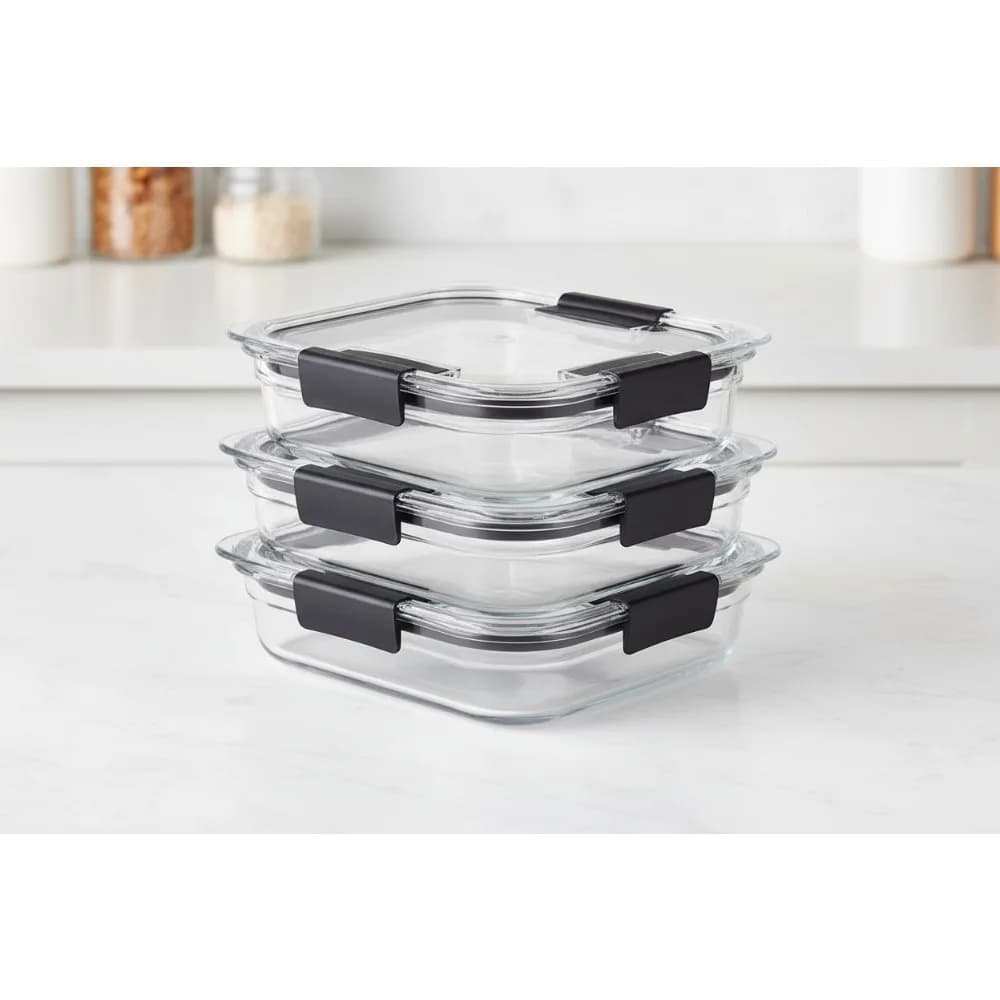 Set di 4 contenitori per alimenti in vetro con coperchi, ermetici a prova di perdite per la preparazione dei pasti, lavabili in lavastoviglie e al forno