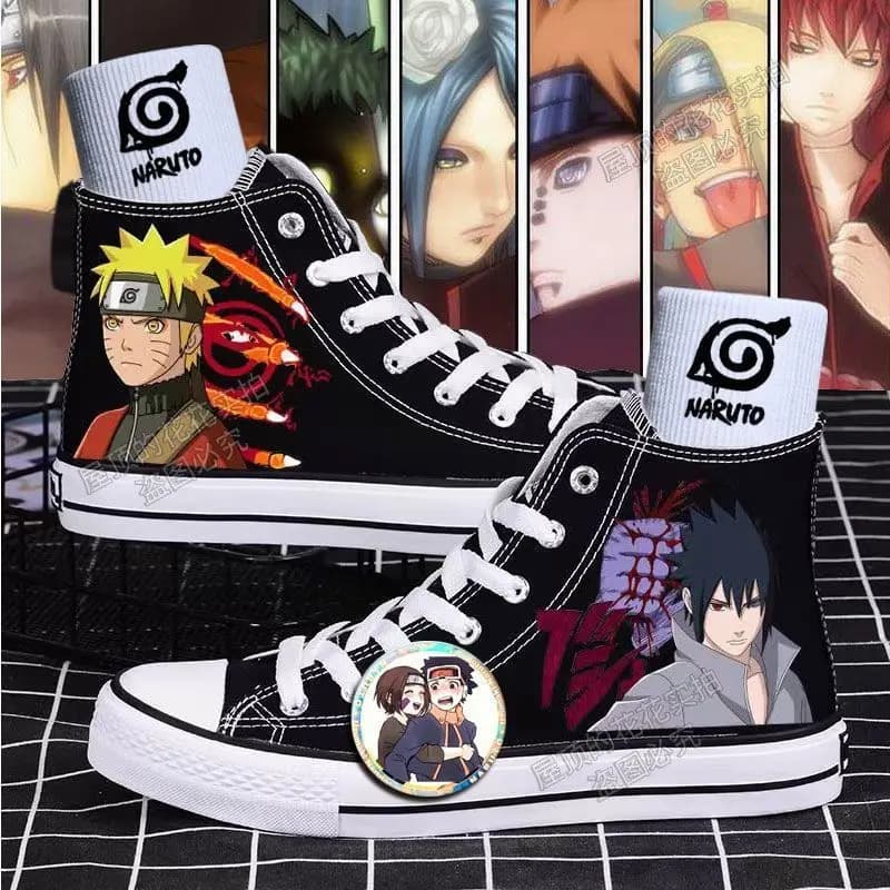 Nuove Scarpe in Tela Naruto 2026 per Uomo e Donna, Sneakers Anime High-Top, Scarpe Casual con Graffiti, Antiscivolo, Uchiha Sasuke, Regalo per le Vacanze