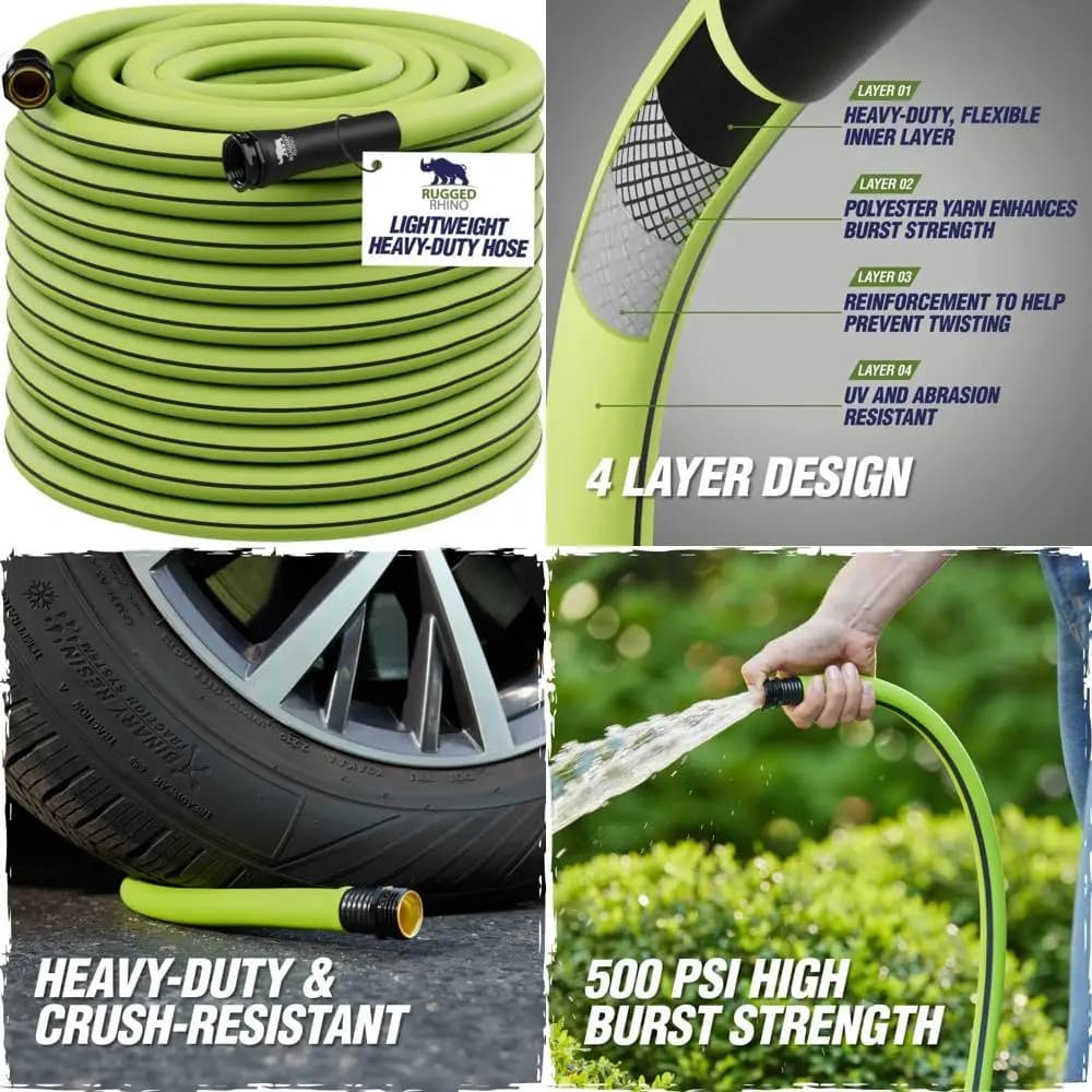 100-foot flexible and light garden pipe - Diameter 5/8 inches, 4-layer watering and gardening tool