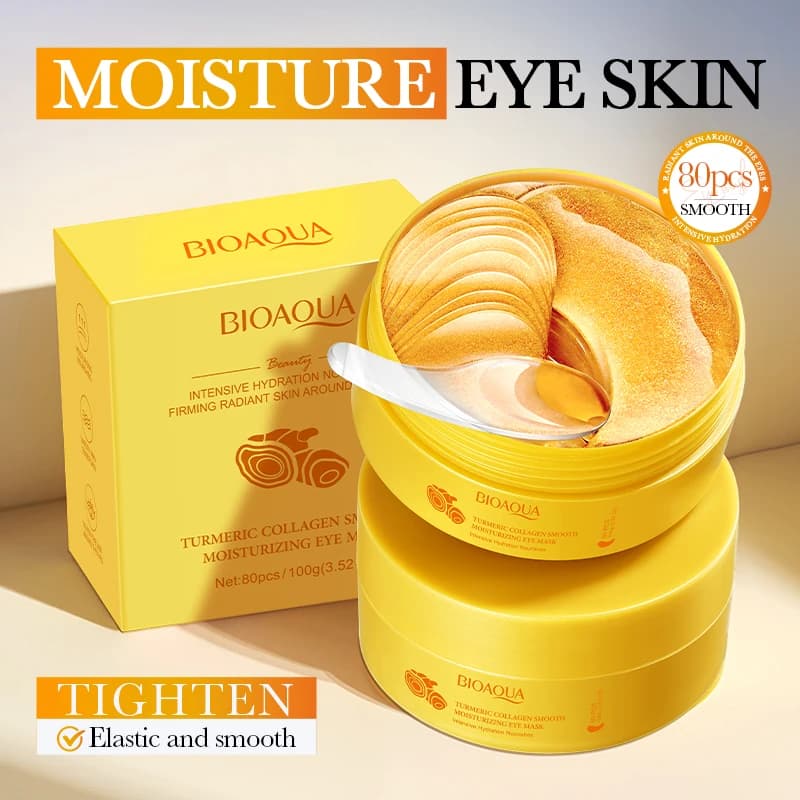 80 pcs BIOAQUA Curcuma Crystal Collagen Eye Mask Anti-Water Anti-Water Moisturizing Wheels Anti-aging Skin Care
