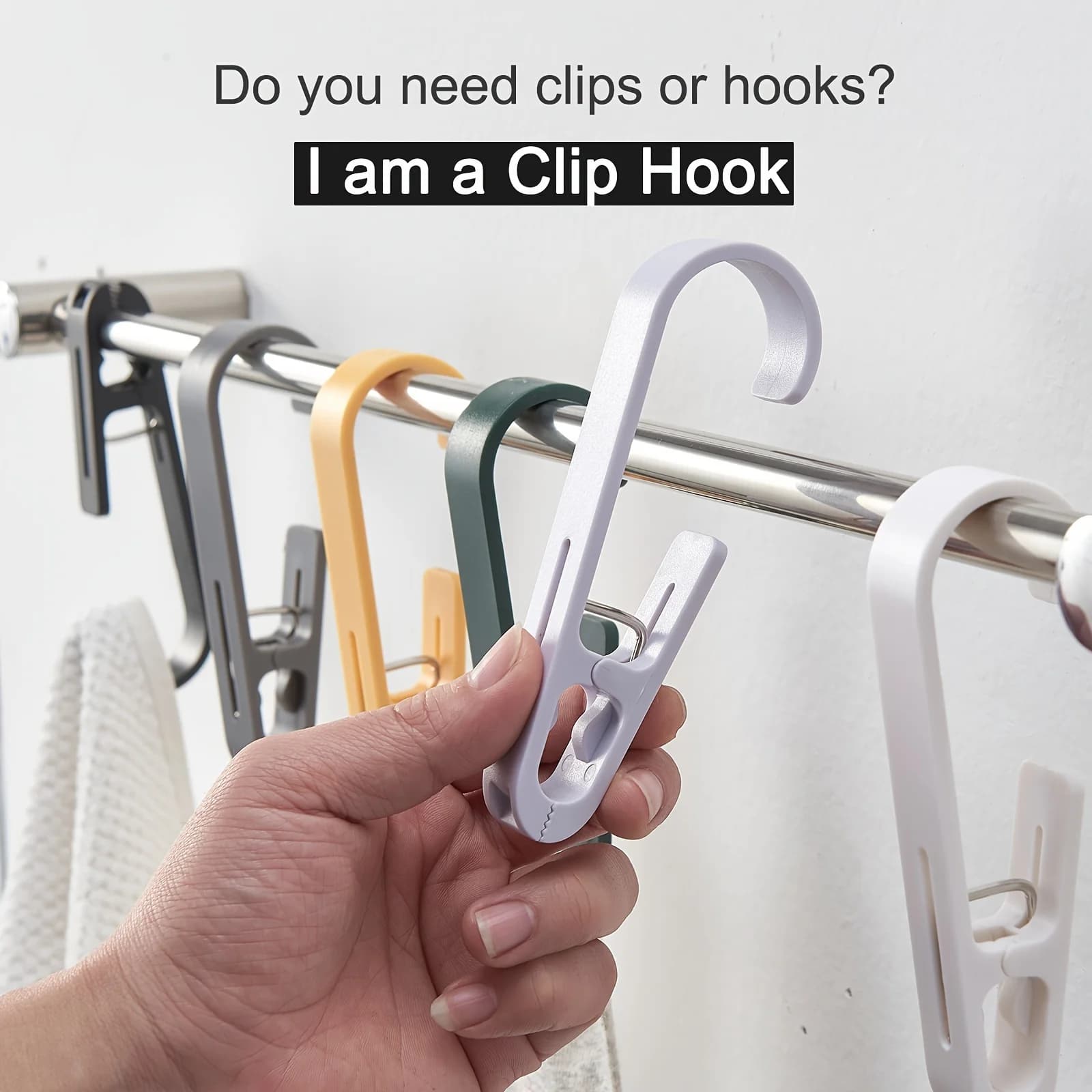 Grande gancio per bucato, gancio multiuso per clip per vestiti, appendiabiti in plastica resistente, gancio a forma di S per stendibiancheria