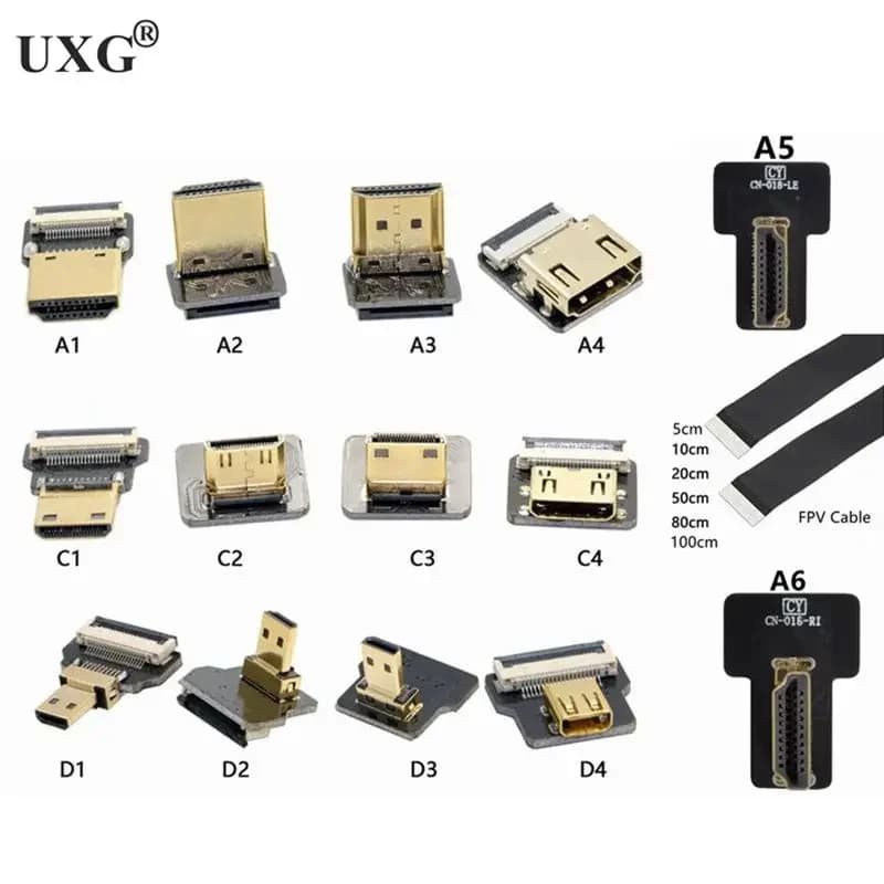 Cavo compatibile HDMI FPV a Mini Micro Adattatore HDTV Luce FPC Nastro Passo piatto Drone Gopro DSLR Kit giunto cardanico Cavo 15 cm 1 m
