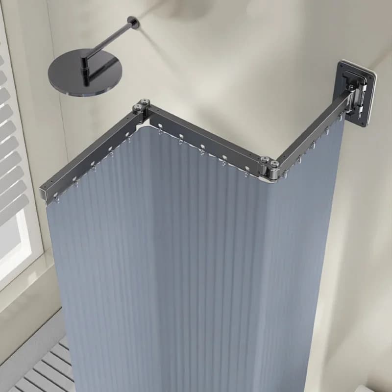 Set di tende da doccia pieghevoli con asta, divisorio invisibile per bagno, in poliestere impermeabile, retrattile, per separazione asciutto/bagnato