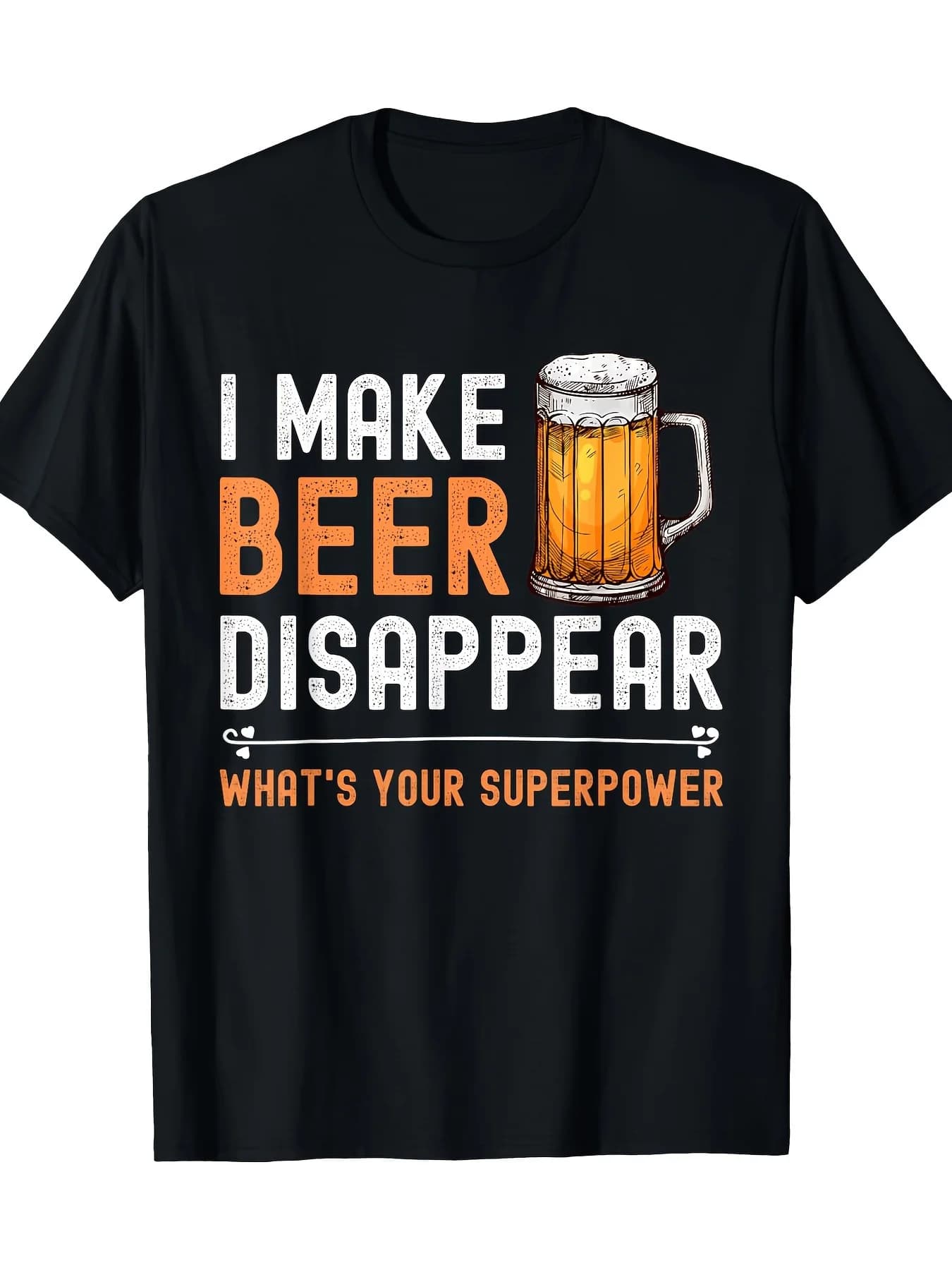 DrinkingYJ T-shirt divertente per gli amanti della birra da uomo - "I Make Beer Gone" Stampa audace e modello di tazza di birra - 100% cotone Soightwei