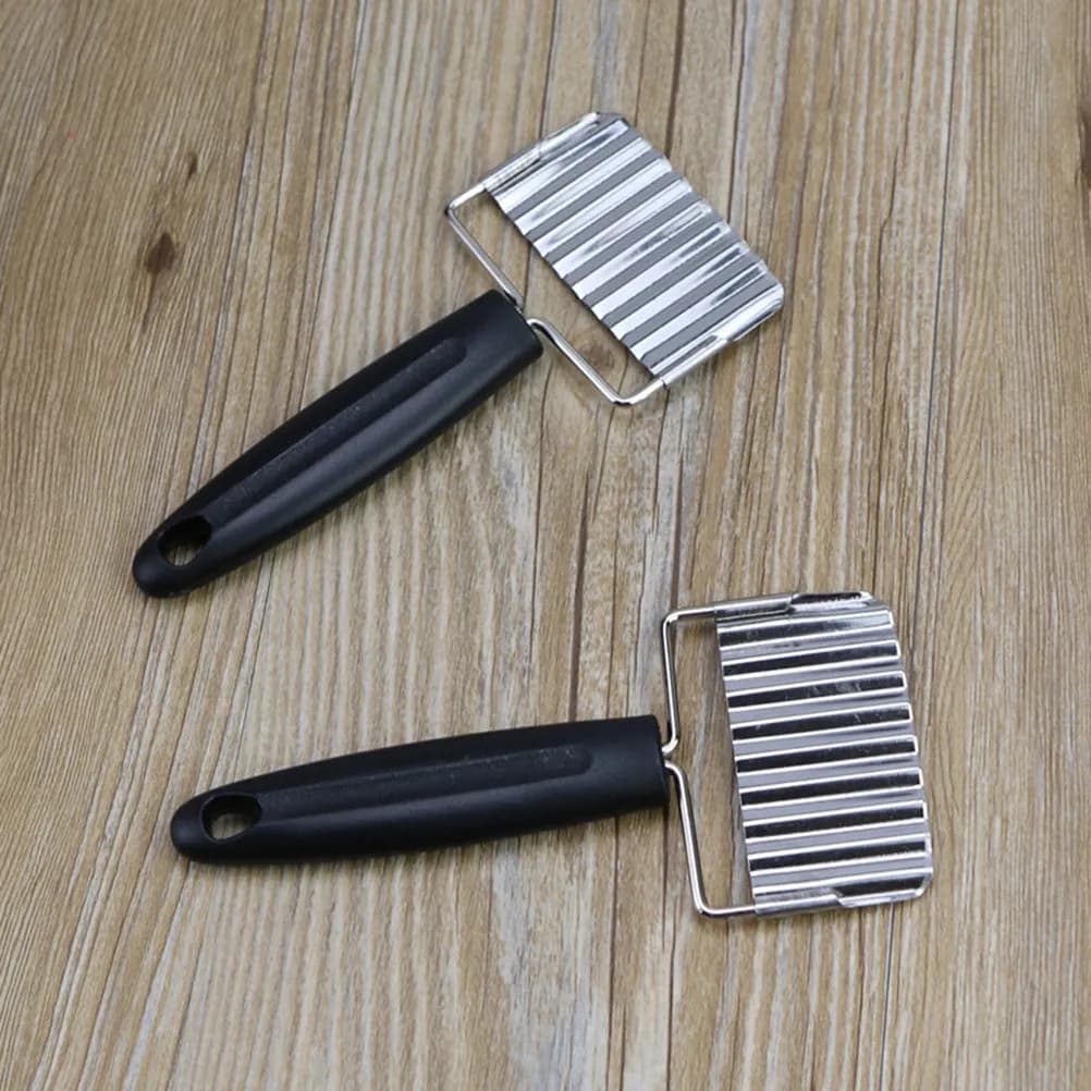 Premium Crinkle Potato Cutter Slicer Stainless Steel Kitchen Knife for French Fries Vegetables Fruits Mushrooms Soap