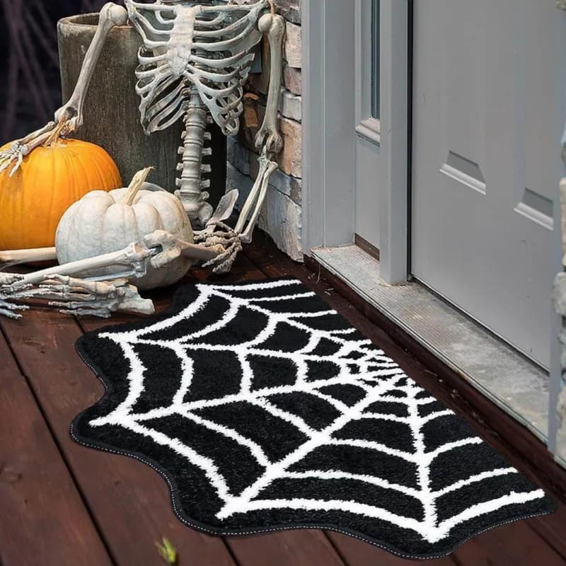 Gothic Spider Web Bedroom Floor Mat Carpet Rug Fluffy Absorbent O-Carpet Soft Plush Bathroom Doormat Living Room Home Decoration