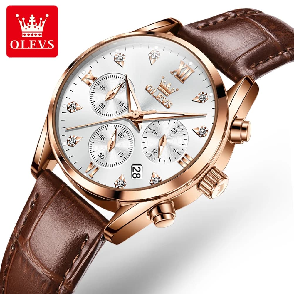OLEVS Orologi da donna Top Brand di lusso Moda Orologio in acciaio inossidabile Cronografo da donna Orologio al quarzo Orologio da polso impermeabile + scatola