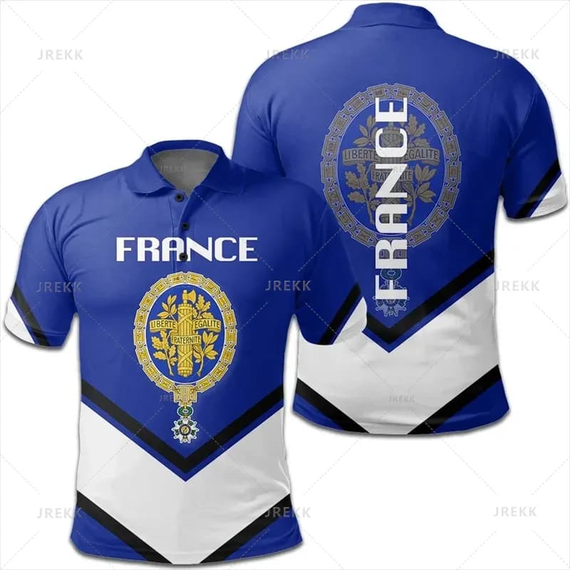 Francia Emblem Polo per uomo estate Golf Tennis manica corta Outdoor Running Fitness Tees girocollo magliette sportive allentate