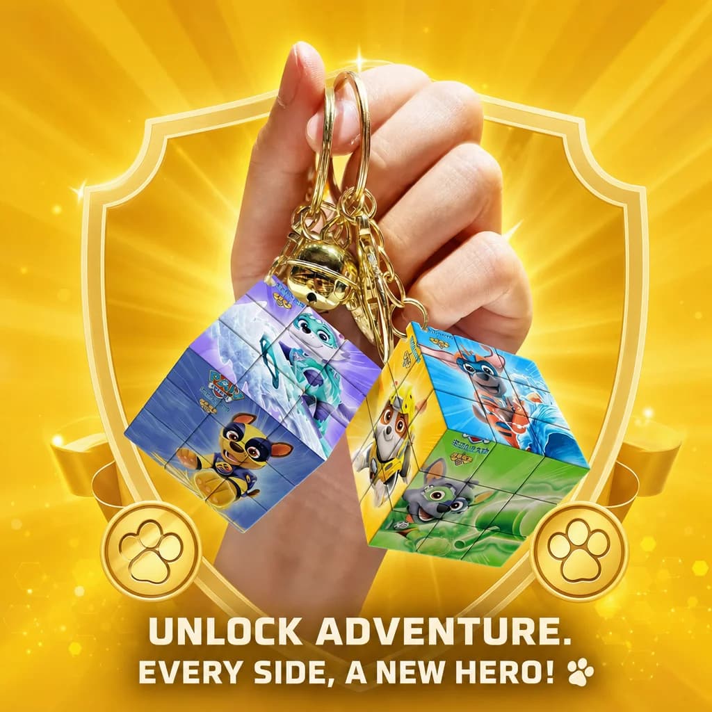 Mini PAW Patrol Cartoon 3x3 Magic Cube Keychain Kids Portable Student Backpack Pendant High Quality Fashion Simple Toy Gift
