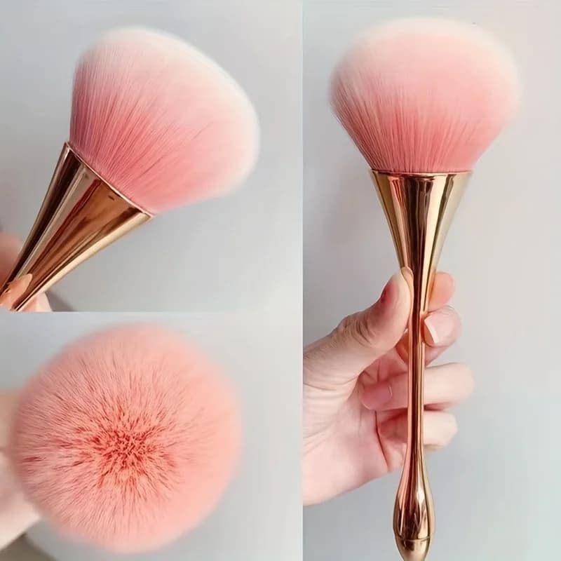Pink Golden Fan Makeup Brush, Cosmetic Brush Powder Cypriot Brush, Brush to highlight Brush for Fairy - Fixing for makeup for soft hair