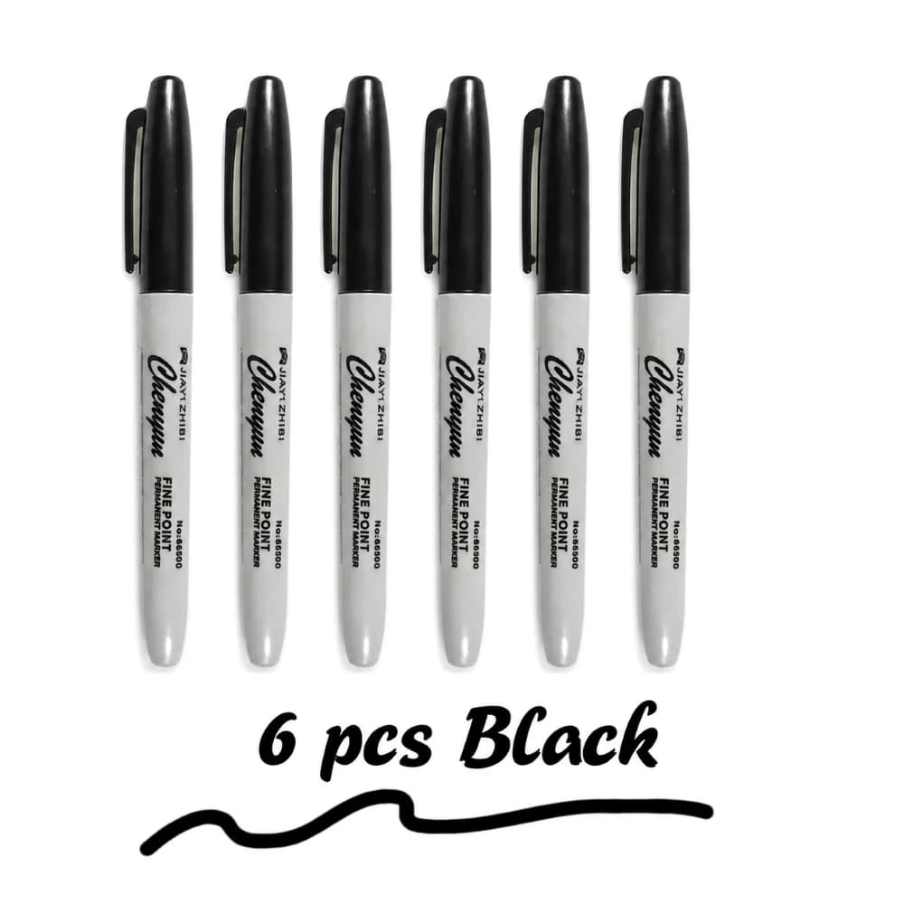 12pcs Black Permanent Marker Pens, Fine Tip, Waterproof, Quick Drying