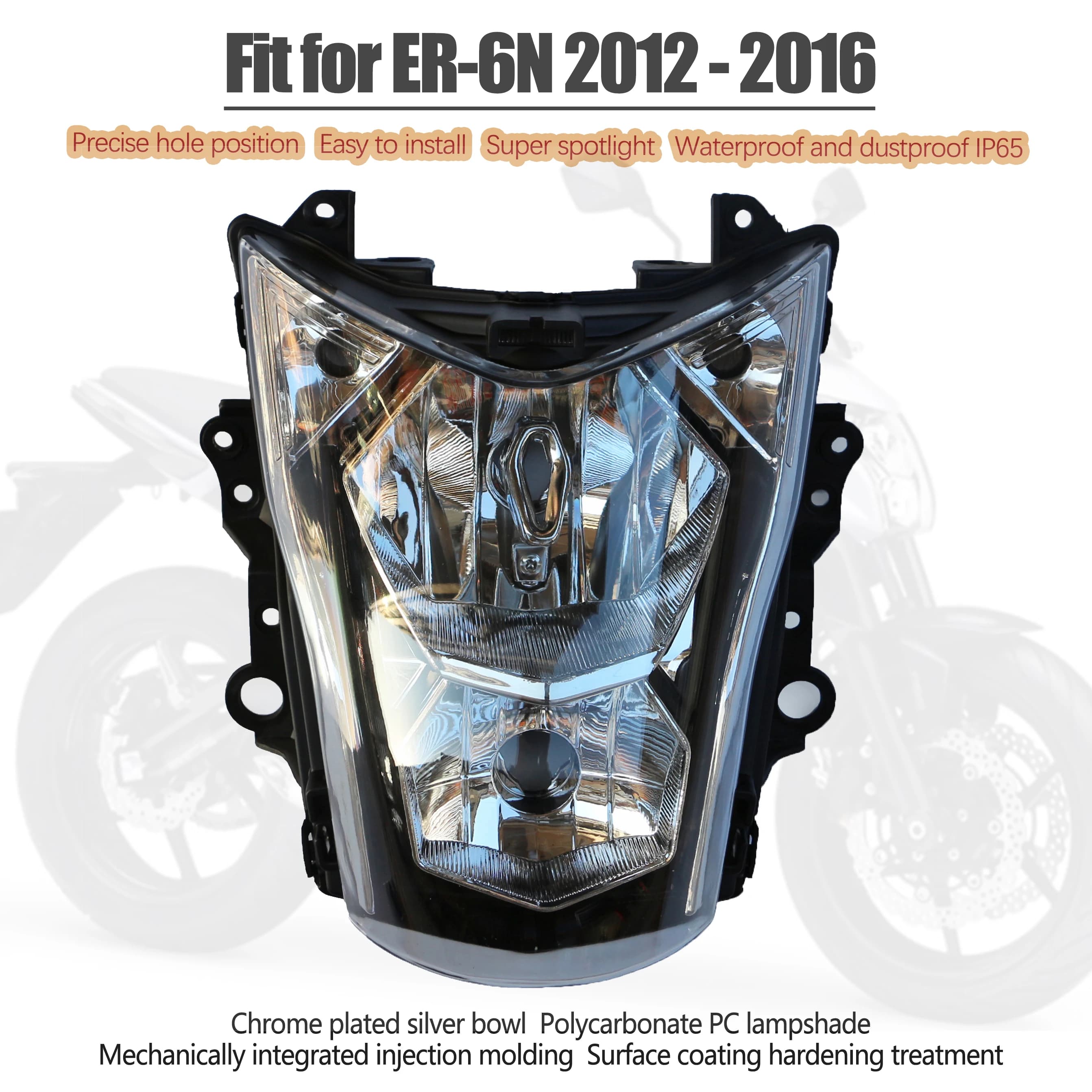 Misura per 2012 - 2016 Kawasaki ER650 ER-6N ER6N gruppo faro anteriore moto Ninja 650 2013 2014 2015