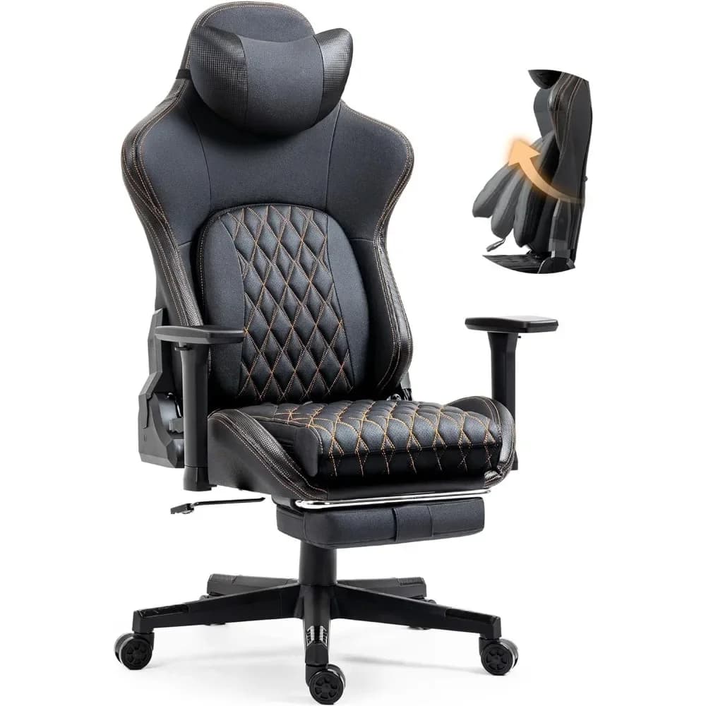 %una sedia da gioco con poggiapiedi, sedia da gioco ergonomica per persone pesanti per adulti, sedia da gioco per PC da ufficio grande e alta, 400 libbre,B
